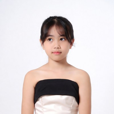 Asian girl in strapless dress