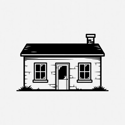 Black and White House Illustration