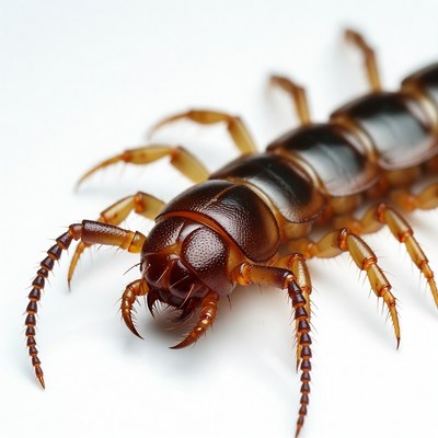 Centipede on white background