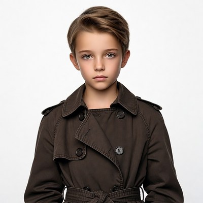 Boy in brown trench coat