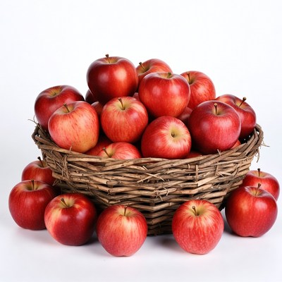 Red Apples in Wicker Basket