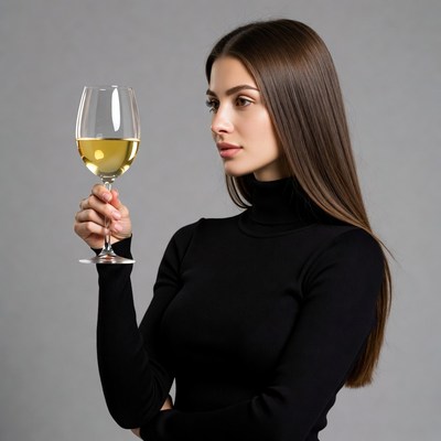 Woman holding glass of white wine