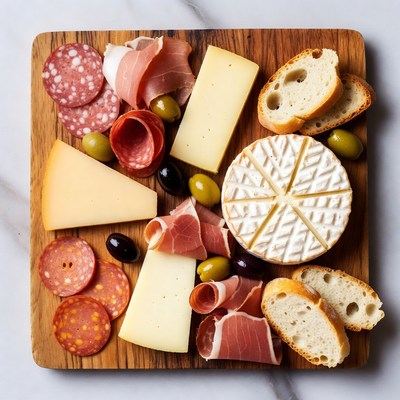 Charcuterie Board with Cheeses and Olives