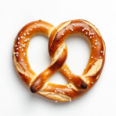 Salted Pretzel on White Background