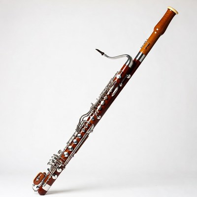 Wooden Bassoon on White Background