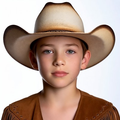 Boy wearing cowboy hat and vest