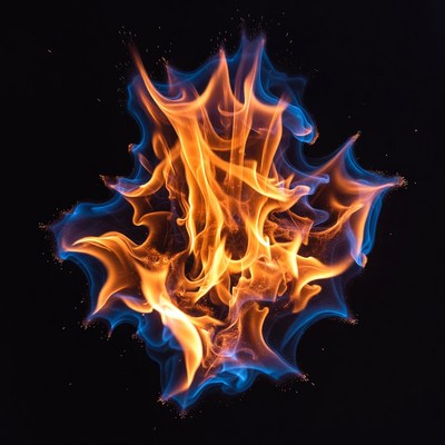 Blue Orange Fire Burst