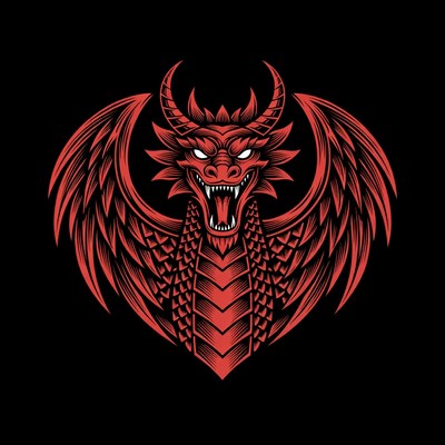 Roaring Red Dragon Illustration