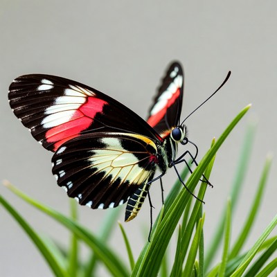 Red-winged Birdwing Butterfly on Grass