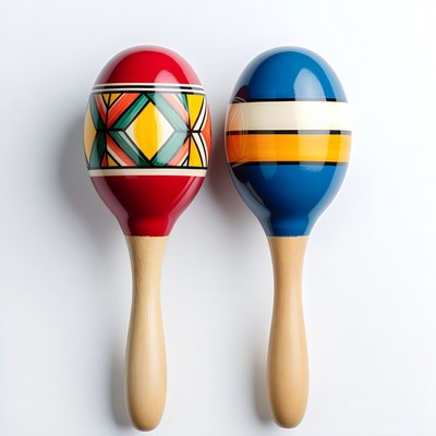 Red and Blue Maracas on White