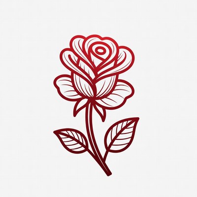 Red Outline Rose Illustration