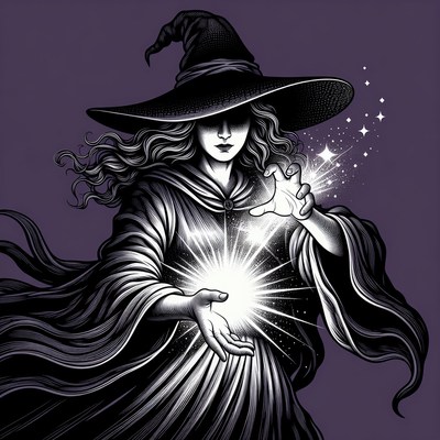 Witch casting magic spell