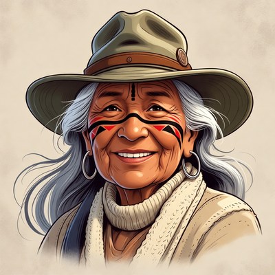 Elderly Indigenous woman in hat