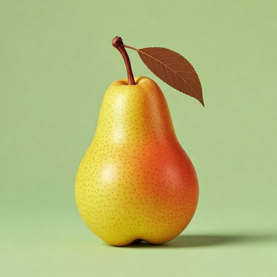 Ripe pear with leaf
