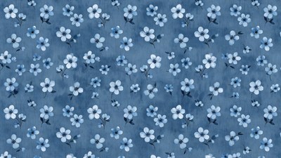 Blue Background with White Flowers
