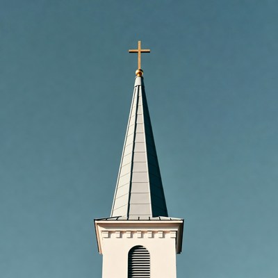 Church Steeple with Golden Cross