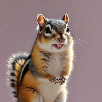 Cute chipmunk smiling on pink background