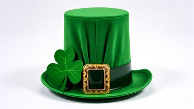 Green Leprechaun Hat with Shamrocks