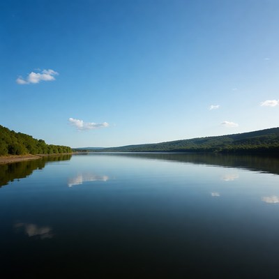 Serene River with Forested Banks