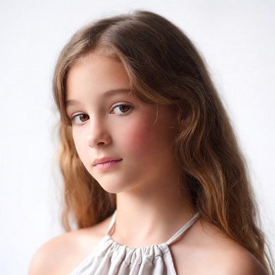 Girl with wavy brown hair