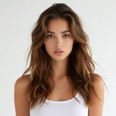 Beautiful woman with wavy brown hair