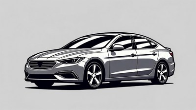 Silver sedan car illustration