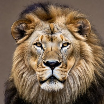 Close-up lion face portrait