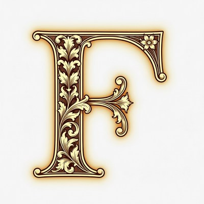 Ornate Golden Letter F
