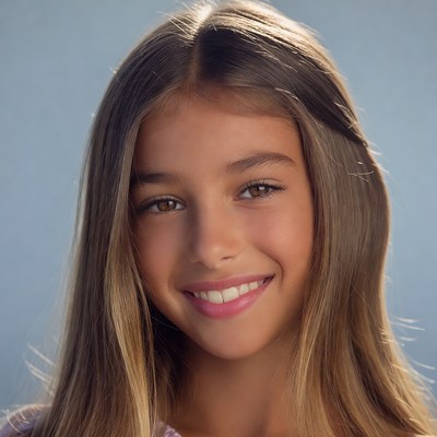 Smiling girl with long brown hair