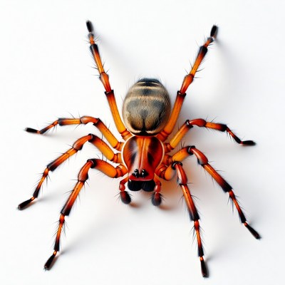 Orange spider on white background