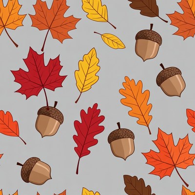 Autumn Leaves and Acorns Pattern