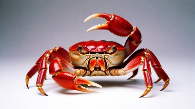 Red Crab on White Background