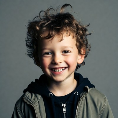 Smiling boy with curly hair