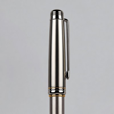 Silver fountain pen with clip
