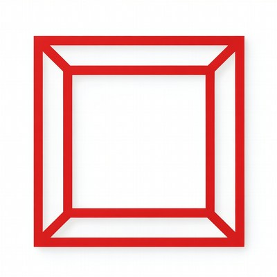 Red 3D Wireframe Cube Outline