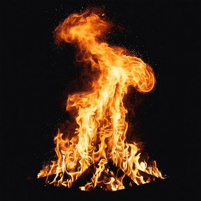 Fiery Flames on Black Background