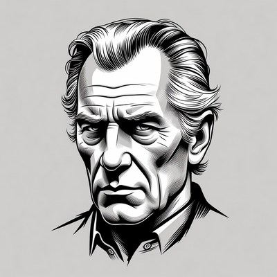 Elderly man intense portrait illustration