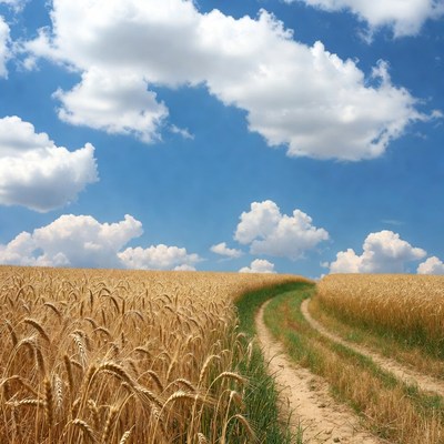Wheat Field with Dirt Path
