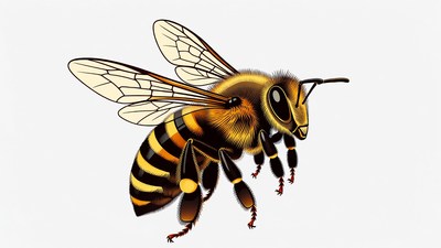 Flying Honey Bee Illustration