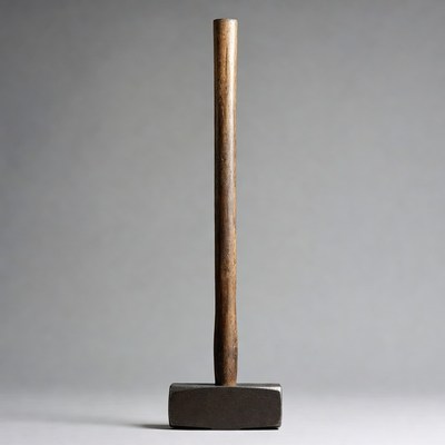 Wooden sledgehammer on gray background