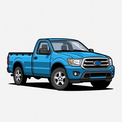 Blue Ford Pickup Truck Illustration