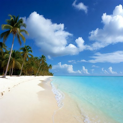 Tropical beach with palm trees