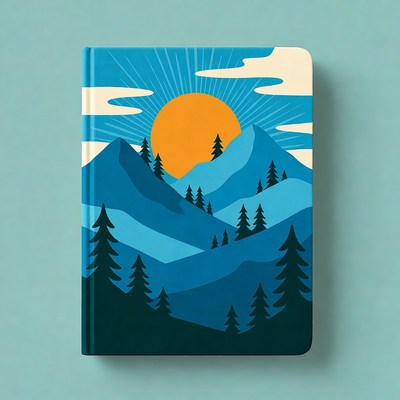 Sunrise Over Mountain Forest Illustration
