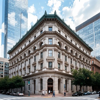 Historic Corner Building with Skyscrapers