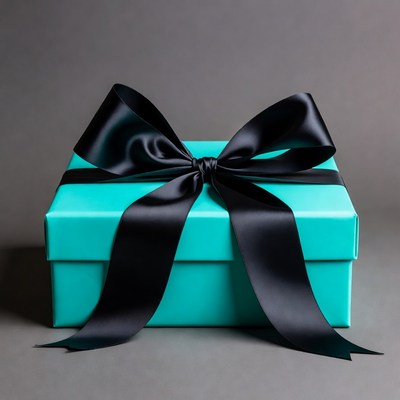 Turquoise gift box with black bow