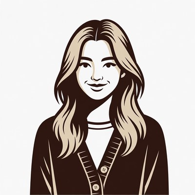 Smiling Asian woman illustration