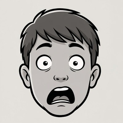 Cartoon Boy with Shocked Expression