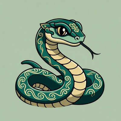 Cute green cartoon snake