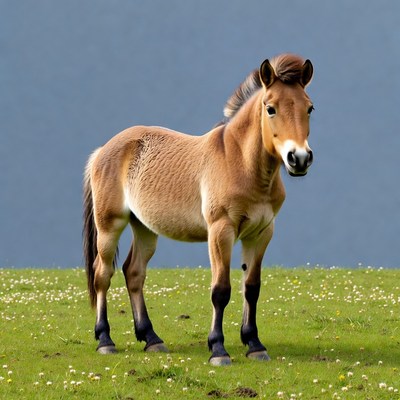 Przewalski horse standing in grass