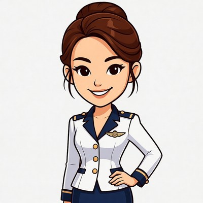 Asian flight attendant illustration